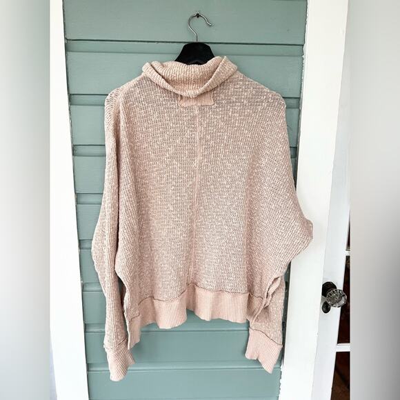 FREE PEOPLE Tommy Turtleneck sweater Toasted Almond cream neutral knit fall M - Picture 8 of 10